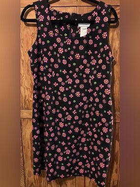 VINTAGE E.D. MICHAELS Shift Dress by Melanie Drucker. Size 12. Retro print. EUC.